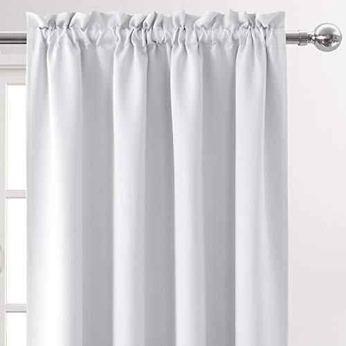 Blackout Curtains for Bedroom Living Room 52 x 95 Inch Long 2 Panels (Greyish White / 52"W x 95"L (Pack of 2))