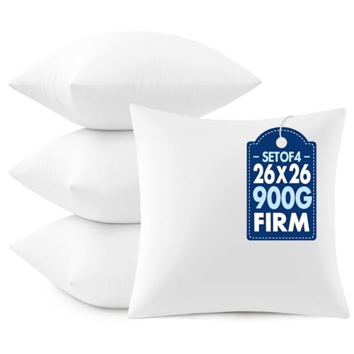 26x26 Euro Pillow Inserts 4 Pack (26x26 Inch)