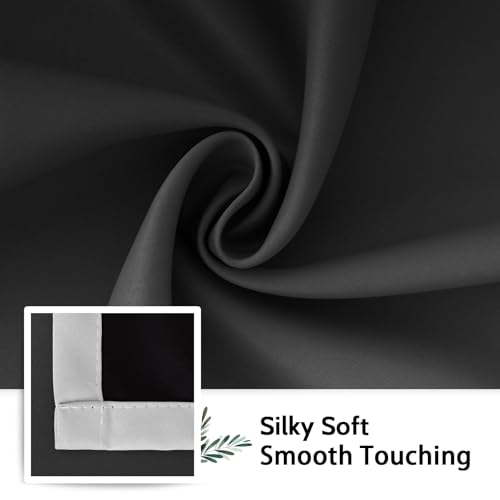 100% Blackout Ombre Bedroom Curtains Black and Greyish White (52"W x 54"L (Pack of 2) / Black With Black Back)