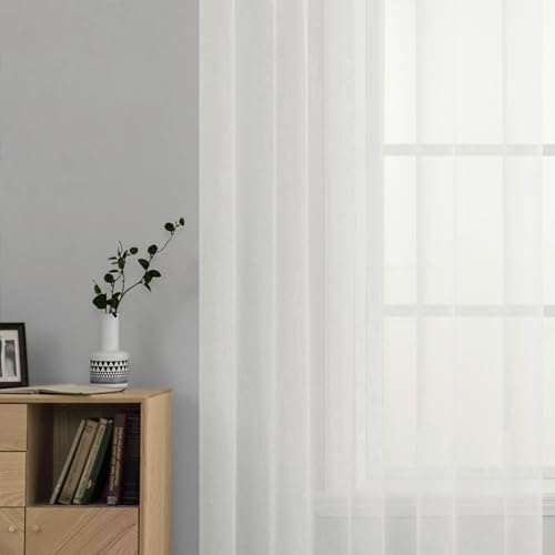 Ivory Window Sheer Curtains 2 Panels Width 42 x Length 63 Inches (Ivory / 42"W x 63"L (Pack of 2))