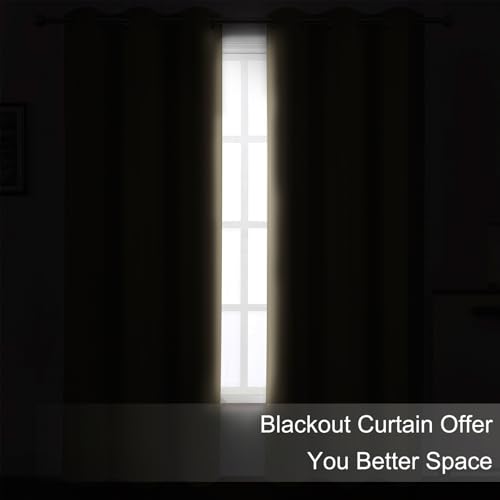 Blackout Curtains 52 x 120 Inch Long Beige Curtains Set of 2 Panels Room Darkening Curtains for Bedroom and Living Room (Beige / 52"W x 120"L (Pack of 2))