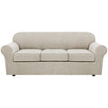 4 Piece Stretch Sofa Covers for 3 Cushion Couch Covers for Living Room Furniture Slipcovers (Large / Island Fossi)