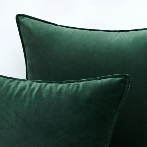 Christmas Decorative Army Green Velvet Throw Pillow Covers 16x16 in (16" x 16" (Pack of 2) / Army Green)
