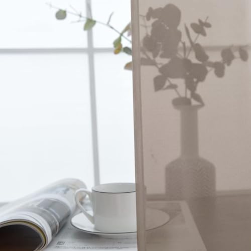 Basic Rod Pocket Sheer Voile Window Curtain Panels Taupe 1 Pair 2 Panels 52 Width 54 Inch Long for Kitchen Bedroom Children Living Room Yard（Taupe (Taupe / 52"W x 54"L (Pack of 2))