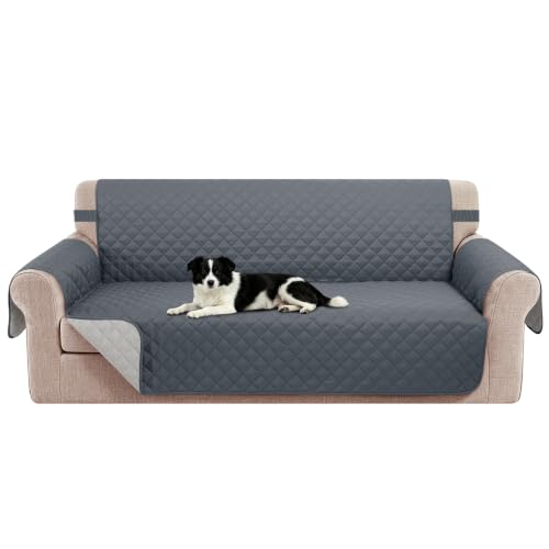 Reversible Sofa Cover for 3 Cushion (Dark Blue/Light Grey / Sofa L - Large (68''))