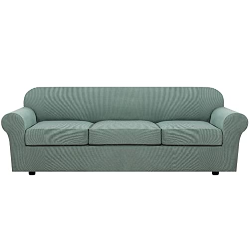 4 Piece Stretch Sofa Covers for 3 Cushion Couch Covers for Living Room Furniture Slipcovers (X-Large / Sage)