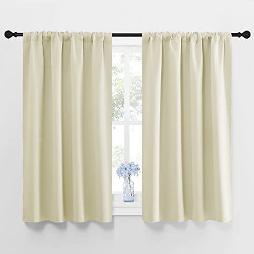 Blackout Curtains for Bedroom (Beige / 42"W x 45"L (Pack of 2))