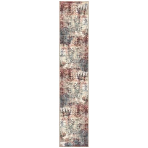 Abstract Runner Rug 2x10 Ft Washable Runners for Hallways (Red/Multi / 2' x 10' (Rectangular))