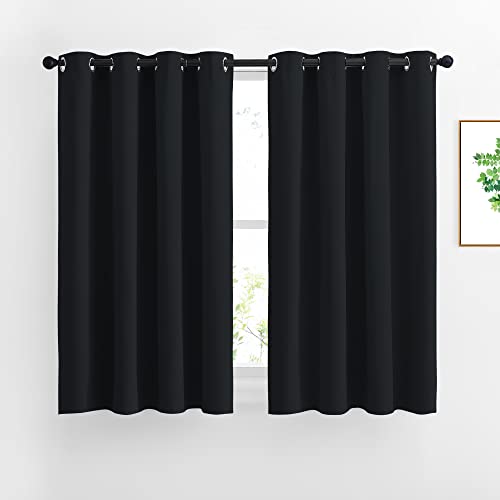 Black Out Short Window Curtains 45 Inch Length (Black / 52"W x 45"L (Pack of 2))