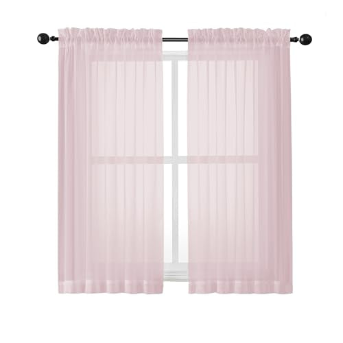 Sheer Curtains 54 Inch Length 2 Panels Set (Blush / 42"W x 54"L (Pack of 2))
