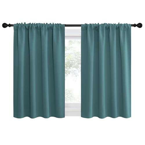 2 Panels Blackout Curtains (Sea Teal / 42"W x 30"L (Pack of 2))