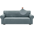 1 Piece Jacquard Couch Covers for 3 Cushion Couch Living Room High Stretch Sofa Cover Pets Dogs Friendly Anti Slip Thickened Slipcovers Furniture Protector (Large (71"-90") / New Pattern Light Grey)