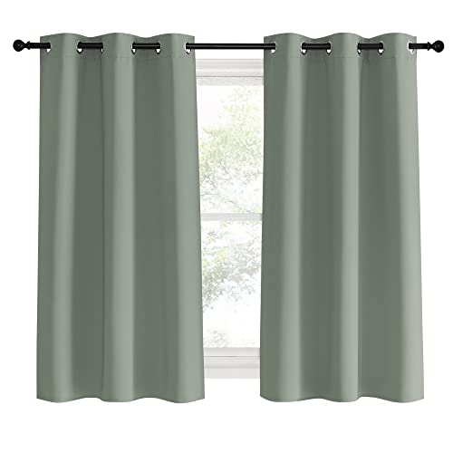 Bedroom Curtain Panels Blackout Draperies (Greyish Green / 42"W x 60"L (Pack of 2))