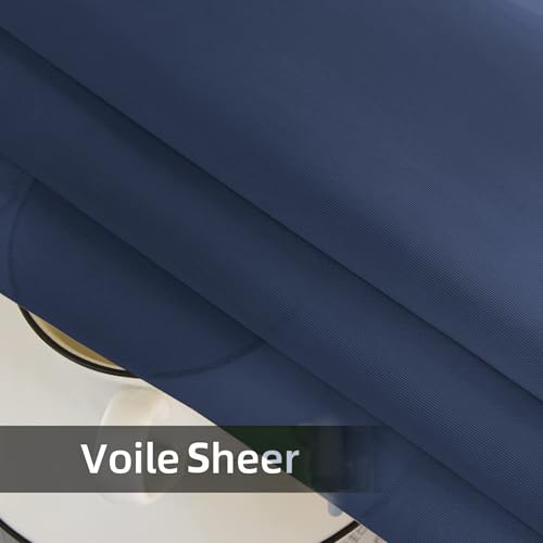 Sheer Voile Window Treatment Rod Pocket Curtain Panels for Kitchen Bedroom Living Room Drapes Sunlight Filtering Privacy Semi Home Decor Assorted Colors Sizes (Navy / 52"W x 90"L (Pack of 2))