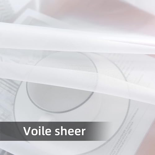 Solid Sheer Rod Pocket Curtain Voile Draperies 2 Panels White Beige Black Grey Coffee 60 Inch Width 63 Inch Long 1 Pair for Kitchen Bedroom Children Living Room Yard (White / 60"W x 63"L (Pack of 2))