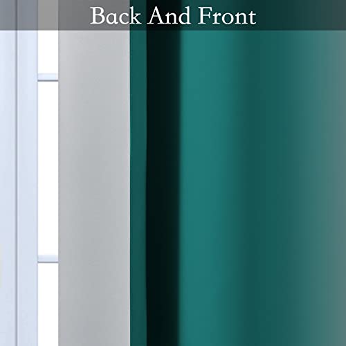 Ombre Teal to Grey White Curtains for Living Room 52Wx54L (52"W x 54"L (Pack of 2) / Teal)