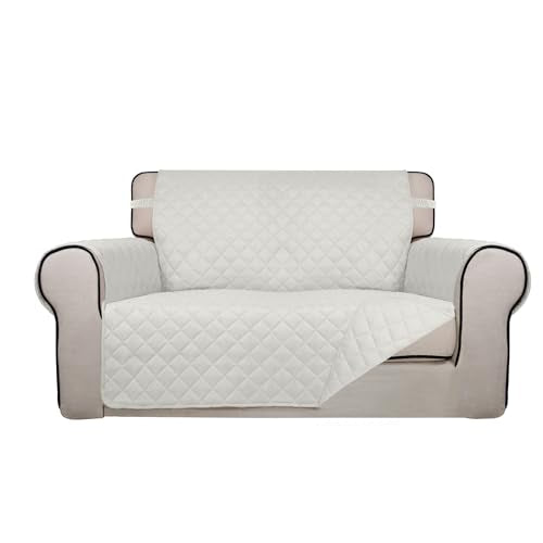 Reversible Quilted Couch Covers for Dogs Loveseat Sofa Cover 46.5” (Medium / Ivory/Ivory)
