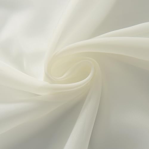 Ivory Sheer Curtains 4 Panels Rod Pocket Semi (Ivory / 52"W x 63"L (Pack of 4))