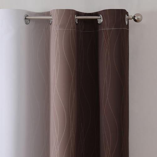 Brown and Greyish White Blackout Curtains 42Wx54L 2 Panels (Brown and Greyish White / 42"W x 54"L (Pack of 2))