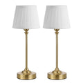 Cordless Table Lamps Rechargeable Set (White Pleated - Gold)