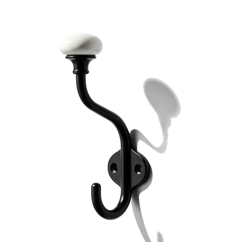 5 Pack Zinc Alloy Black Coat Hooks Modern (Black)