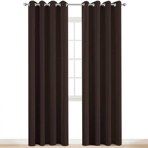 2 Panels Thermal Insulated Grommet Light Blocking Blackout Curtains with 2 Ties for Bedroom (Chocolate Brown / 52"W x 84"L (Pack of 2))