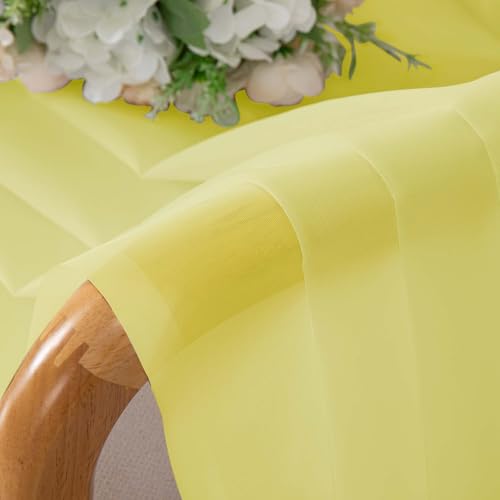 Lemon Sheer Curtains for Bedroom Living Room 72 Inches Long 2 Panels Set (Lemon Yellow / 42"W x 72"L (Pack of 2))