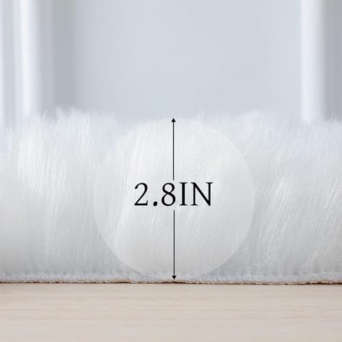 Faux Fur Rug Sheepskin Shag Fluffy Fuzzy White 2x3 ft Small Rugs for Bedroom Bedside Bed Floor Living Room Plush High (2' x 3' (Sheepskin) / White)