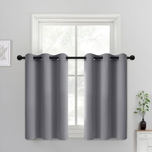 Blackout Curtains 38x36 inch Grey Thermal Drapes (Grey / 38"W x 36"L (Pack of 2))