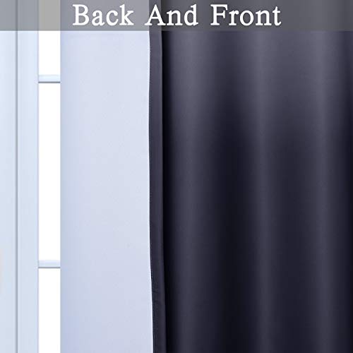 Ombre Gradient Black White to Gray Curtains for Bedroom (52"W x 84"L (Pack of 2) / Black and White)