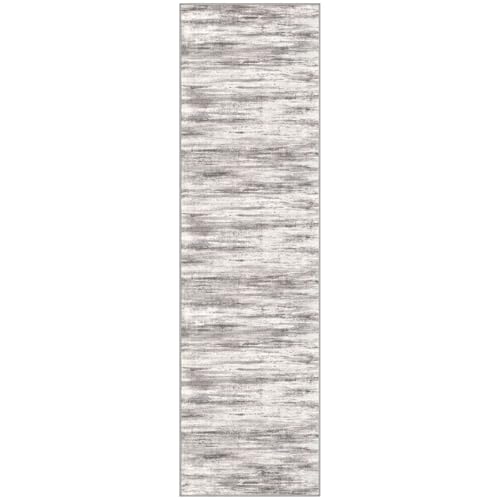 Modern Abstract Washable Rug Runner 2x7 Hallway Runner Rug Non (Grey/Light Beige/Brown / 2' x 7' (Runner))