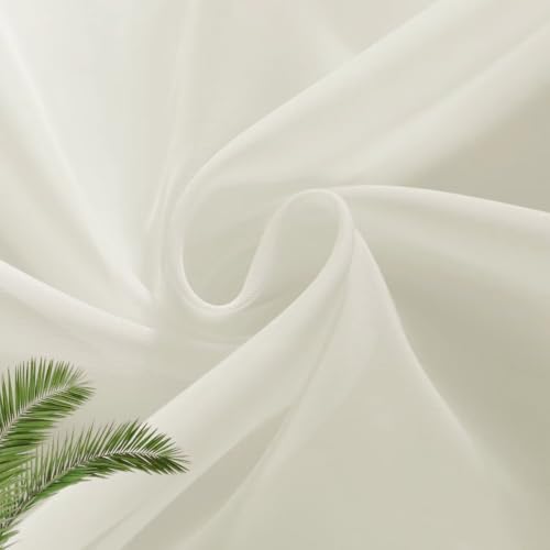 Sheer Voile Curtains for Living Room 108 Inch Long 2 Panels (Ivory / 52"W x 108"L (Pack of 2))