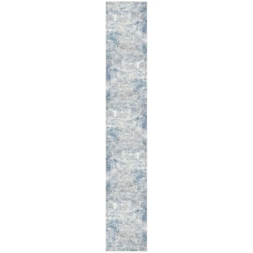 Abstract Runner Rug 2x12 Ft Washable Runners for Hallways (Light Blue/Grey/White / 2' x 12' (Rectangular))