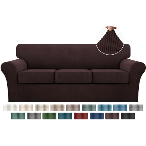 4 Piece Sofa Covers For 3 Cushion Couch Sofa Slipcover Soft Couch Cover For Dogs (Sofa (3 Cushion) / Brown)