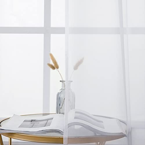 2 Panels Kitchen Tiers Half Window Sheer Curtains 29 X 40 Inch White (White / 29"W x 40"L (Pack of 2))