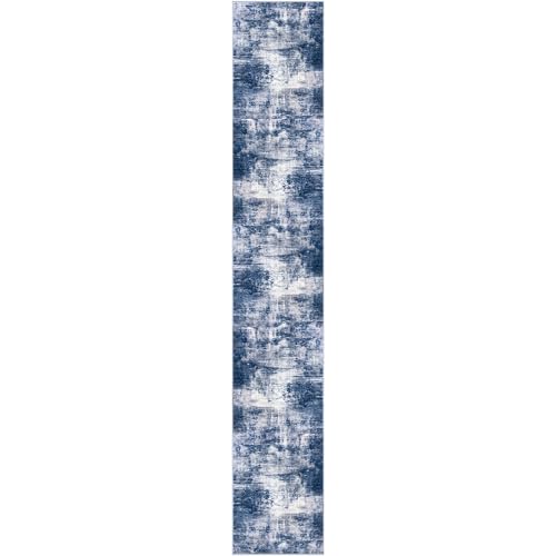 Abstract Runner Rug 3x18 Ft Washable Runners for Hallways (Navy/Grey/White / 3' x 18' (Rectangular))