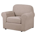 Armchair Slipcover Chair Cover 2 Piece Stretch Slipcovers Furniture Protector with Elastic Bottom Fit Armchair Width Up to 47 Inch (Small / Sand)