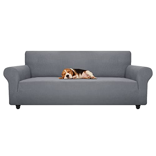 Stretch Oversized Couch Cover Universal Sofa Covers for Living Room Dogs Pet Furniture Protector Spandex Extra Large Sofa Slipcovers with Anti Slip Foam Sticks (Light Grey / X-Large (92"-115"))