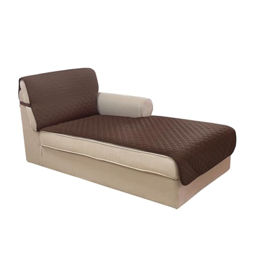 Sectional Couch Cover Chaise Lounge Cover (Coffee/Beige / Lounge Chaise)