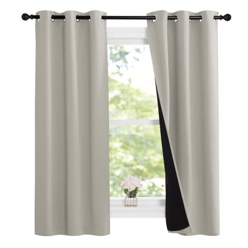 Natural Blackout Curtains for Kitchen 37" Wide x 60" Long 2 Panels (Natural / 37"W x 60"L (Pack of 2))