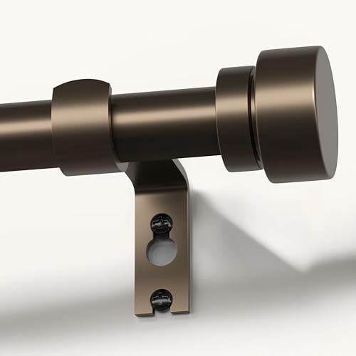 Modern Brown Curtain Rods for Windows 72 to 144 Inches Adjustable Length Heavy Duty 1" Diameter Window Curtain Rod with Decorative Finials for Outdoor Farmhouse Bedroom Kitchen Living Room (Brown / 16"-150"|1 Pack)