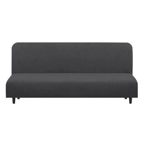 Stretch Futon Cover Armless Bed Slipcover (Dark Grey / Futon)