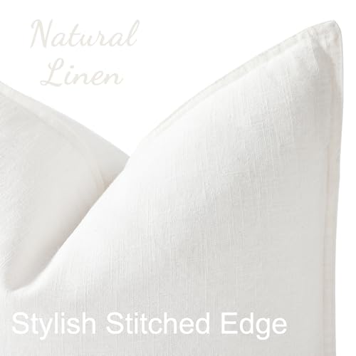 Fall Cream White Linen Throw Pillow Covers 26x26 Set of 2 (Cream White / 26" x 26" (Pack of 2))