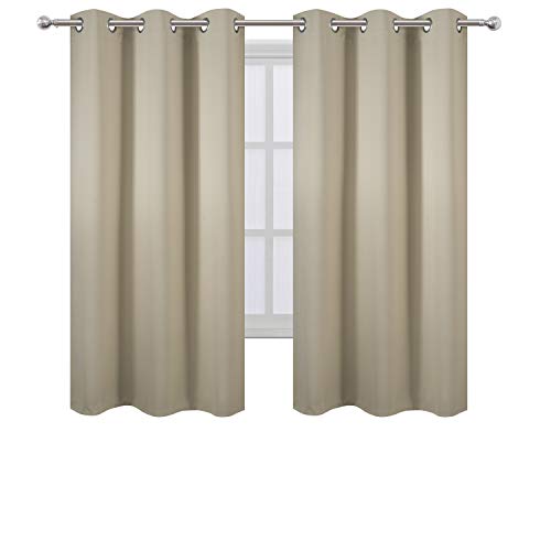 Beige Blackout Curtains 34 x 63 Inch Length (Beige / 34"W x 63"L (Pack of 2))