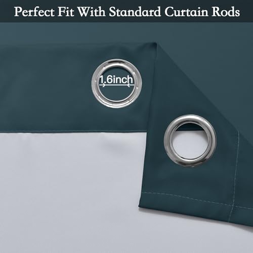 Ombre Stone Blue to Grey White Curtains for Living Room 52Wx84L (52"W x 84"L (Pack of 2) / Stone Blue)