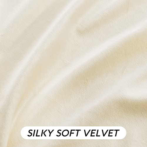 Cream Velvet Curtains 84 inches for Bedroom Living Room (Ivory / 52"W x 84"L (Pack of 2))