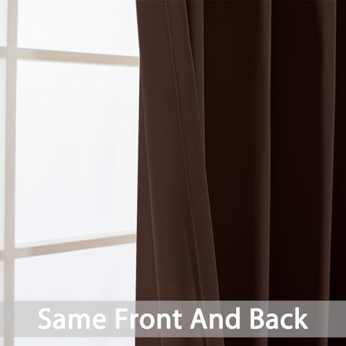 Room Darkening Curtains 62x96 inch Long Chocolate Brown (Chocolate Brown / 62"W x 96"L (Pack of 2))