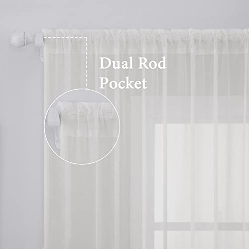 2 Panels Sheer Curtains for Living Room 54 X 102 Inches Ivory (Ivory / 54"W x 102"L (Pack of 2))