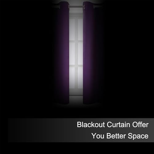 Purple Blackout Curtains 42 x 54 Inch Length Set of 2 Panels Grommet Bedroom Curtains for Living Room (Purple / 42"W x 54"L (Pack of 2))
