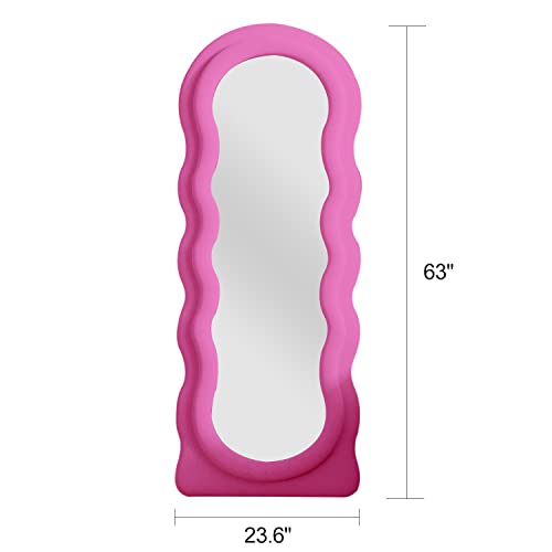 Full Length Mirror Floor Mirror (Pink / 63"L x 24"W)